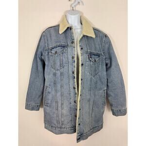 Levi’s Premium Sherpa Lined Denim Jacket Small Longline